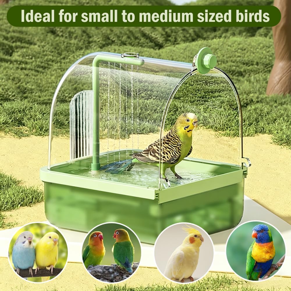Automatic Bird Bath for Cage, Parakeet Bath with Pump