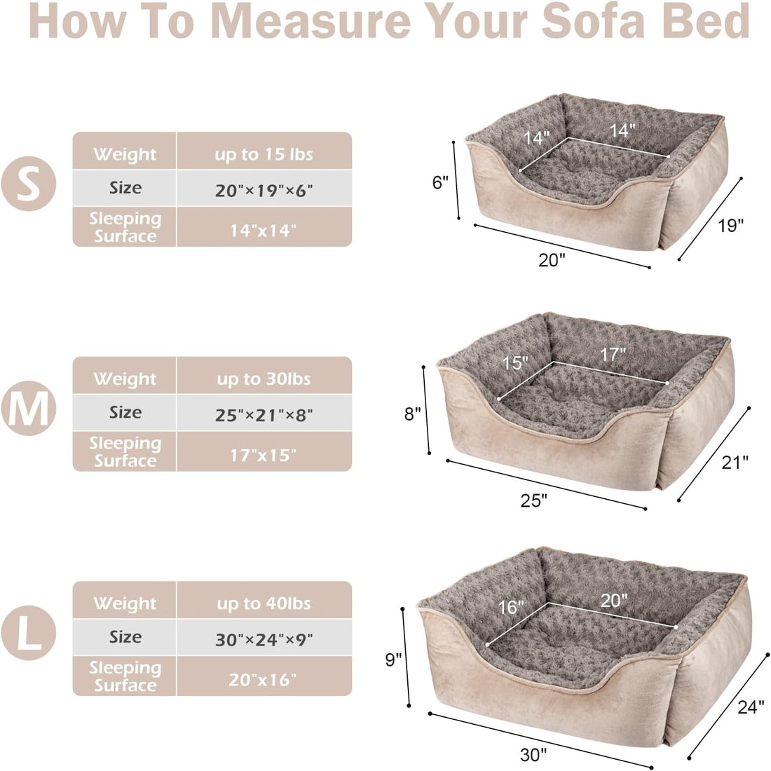 JOEJOY Rectangle Dog Bed for Large Medium Small Dogs