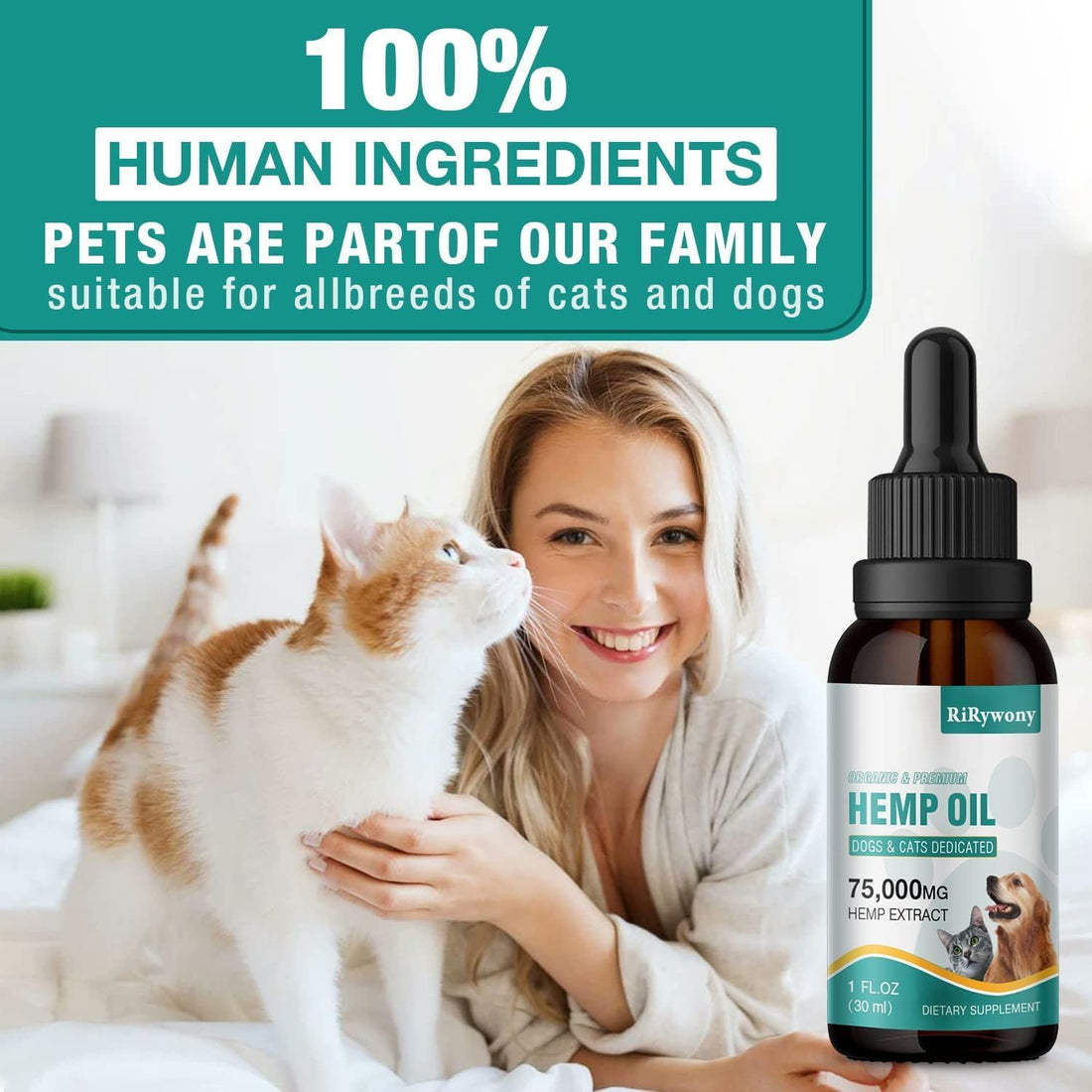 2 Pack Hemp Oil for Dogs & Cats- Helps Pets with Аnxiety, Pаin, Strеss