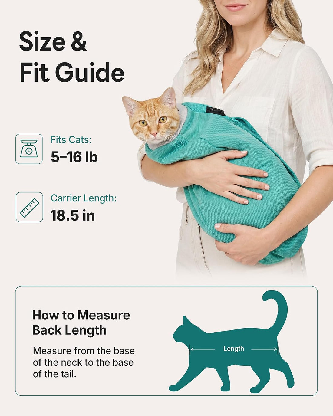 Cat Carrier Pouch, Soft Cat Grooming Restraint Bag for Vet Visits