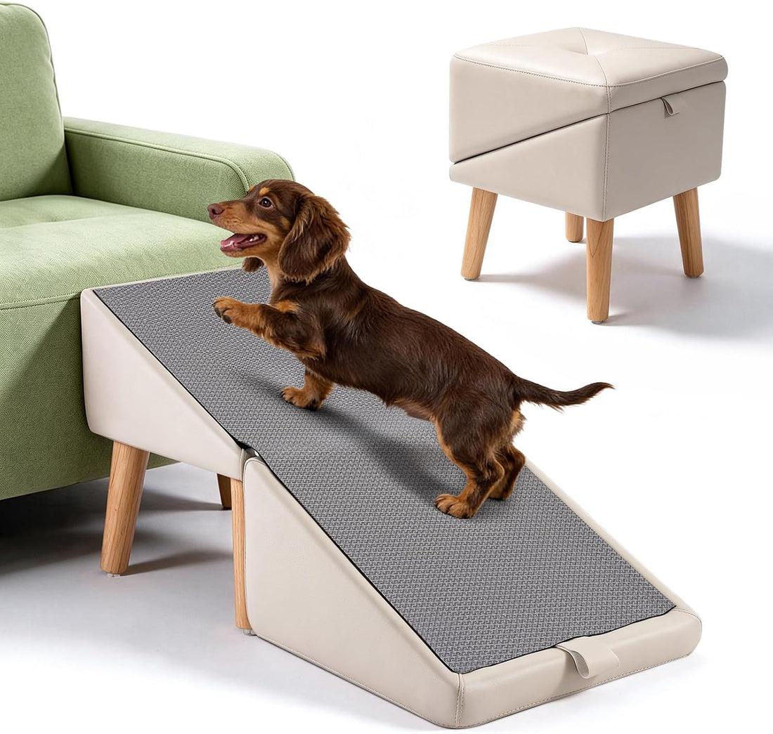 Dog Ramp for Couch and Bed, 16" High Foldable 2-in-1 Dog Ramp Ottoman