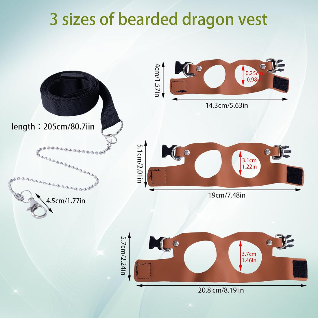 3Pack Bearded Dragon Leash and Harness Set