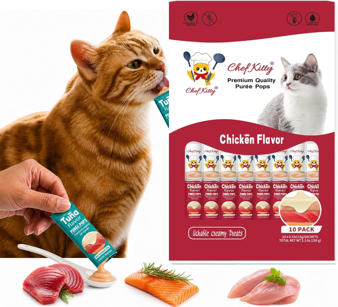 Lickable Cat Treats, Chicken & Cranberry Puree Topper, 10 Tubes