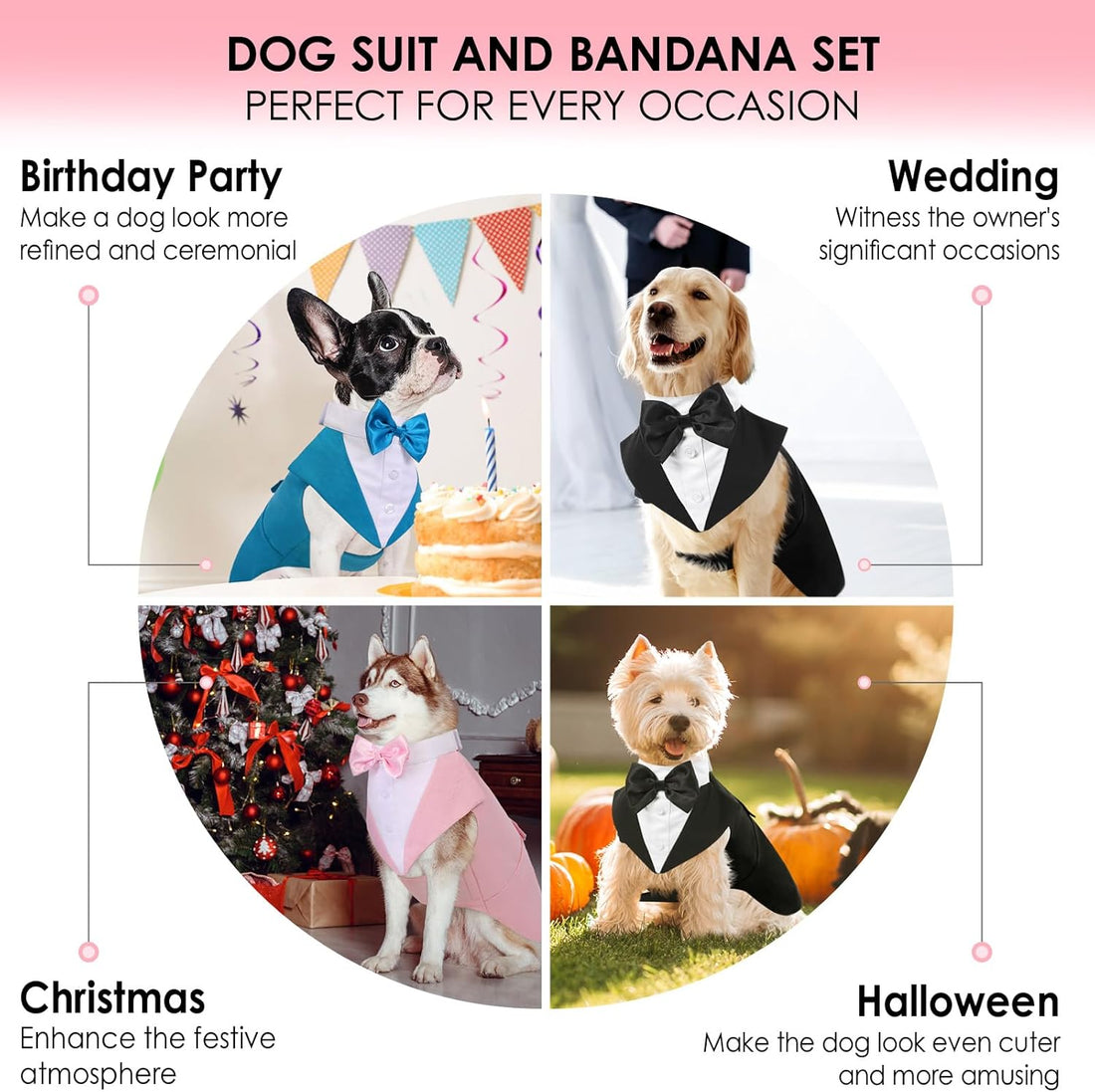 AOFITEE Dog Tuxedo Formal Dog Suit and Bandana Set