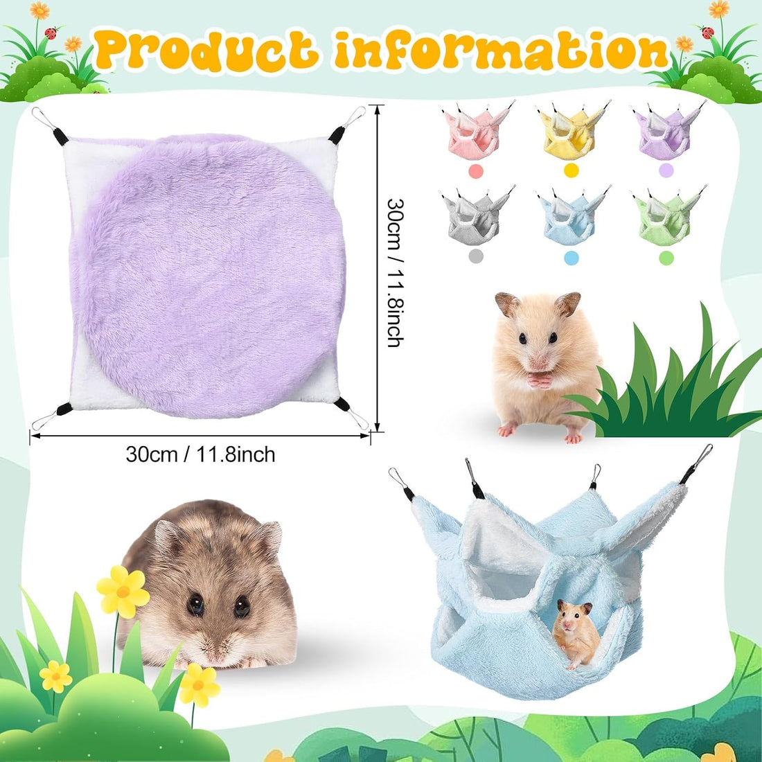 Jerify 6 Pcs 3 Layers Hammock Set for Rat, Small Animals