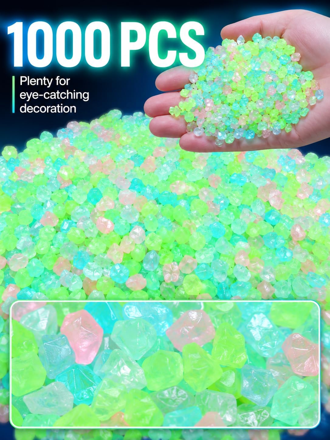 1000PCS Tank Rocks Glow Blue Fish Tank Decorations