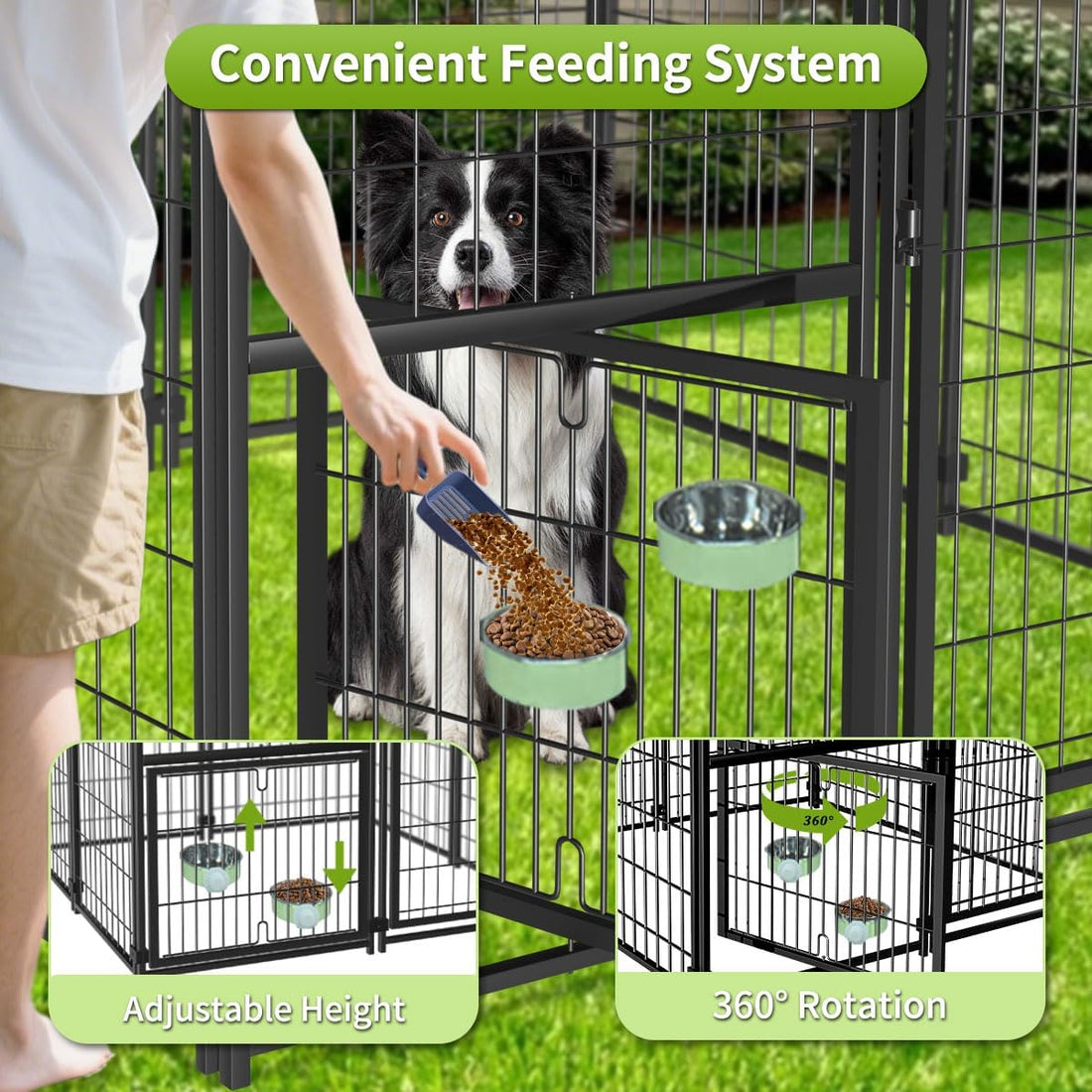 Heavy Duty Dog Kennel Outdoor, Covered Dog Kennels Outside with Roof