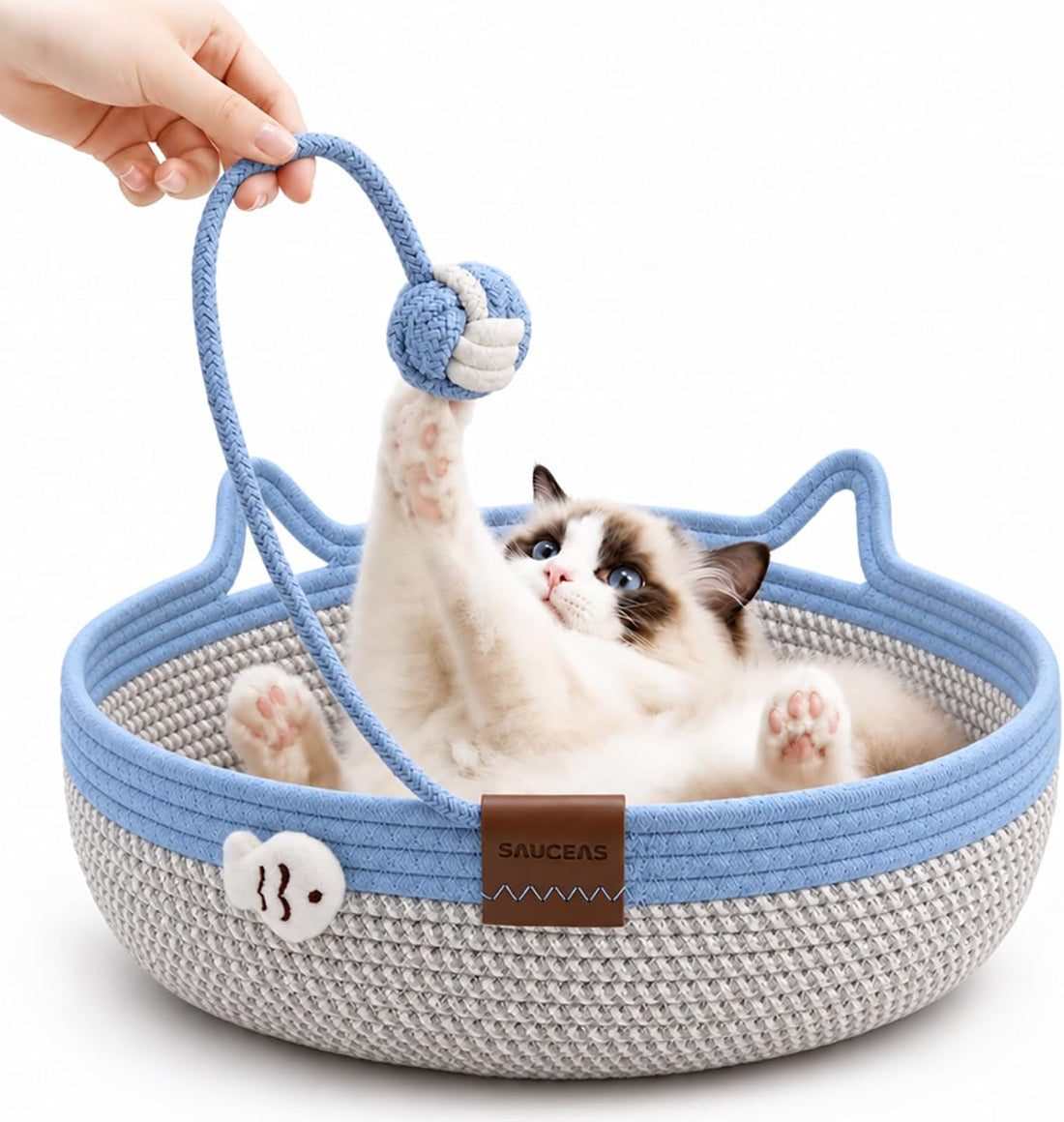 Instinct Basket for Cats, Handwoven Cotton Rope Cat Beds