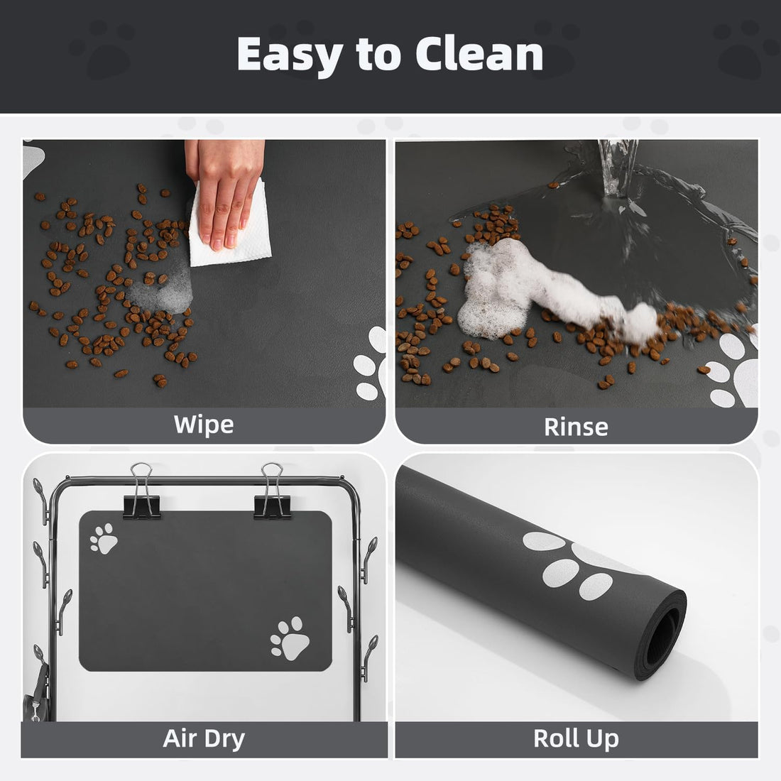 PADOOR Pet Feeding Mat-Absorbent Dog Mat for Food and Water Bowl-No