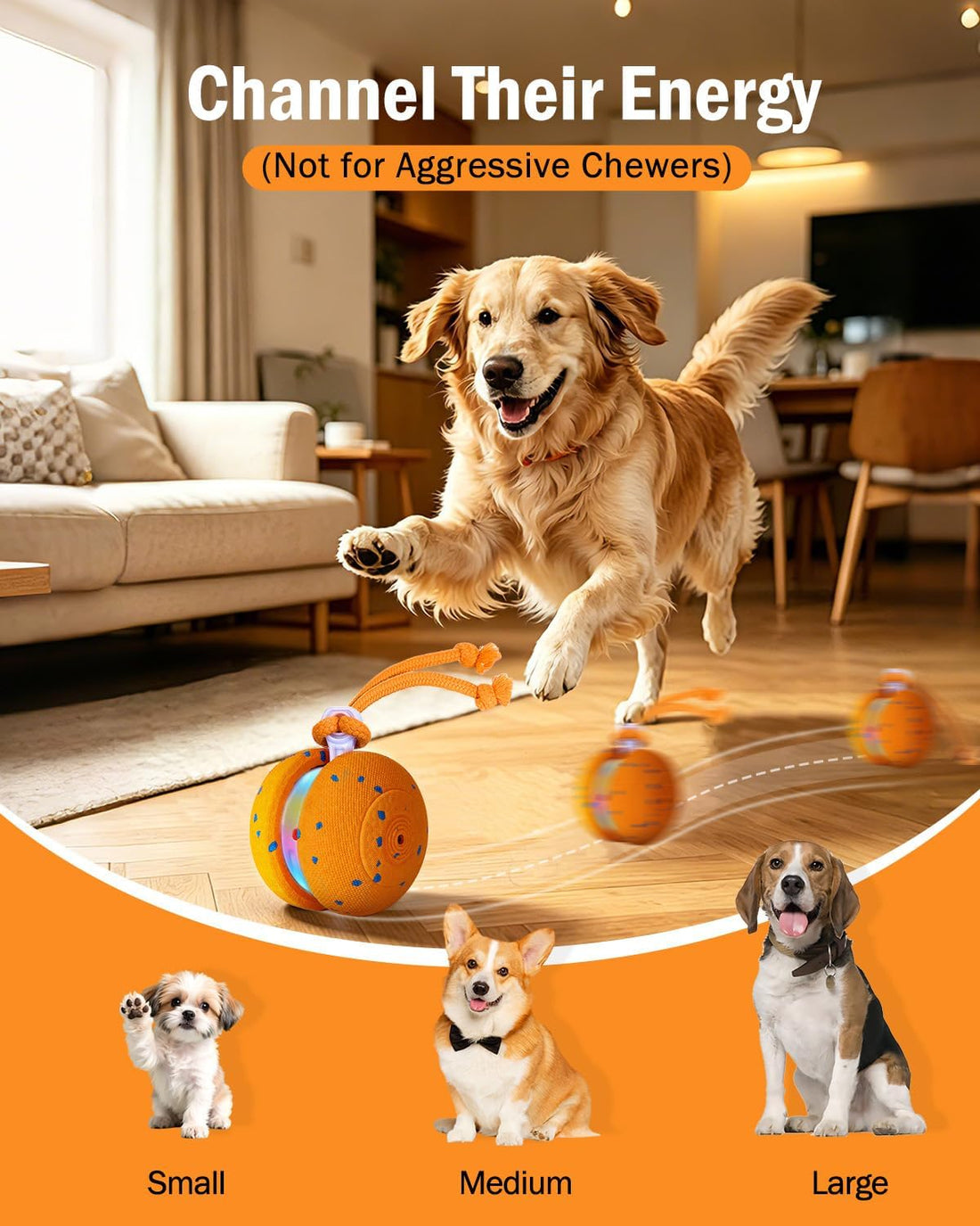 osou Interactive Dog Toy, Automatic Moving Dog Ball Toy with 2 Speed