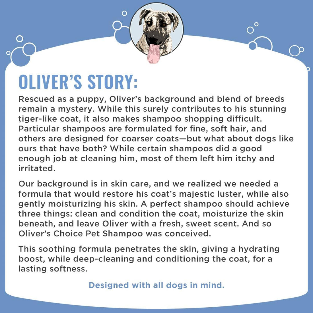 OLIVER'S CHOICE Dog Shampoo with Oatmeal, Aloe & Shea Butter