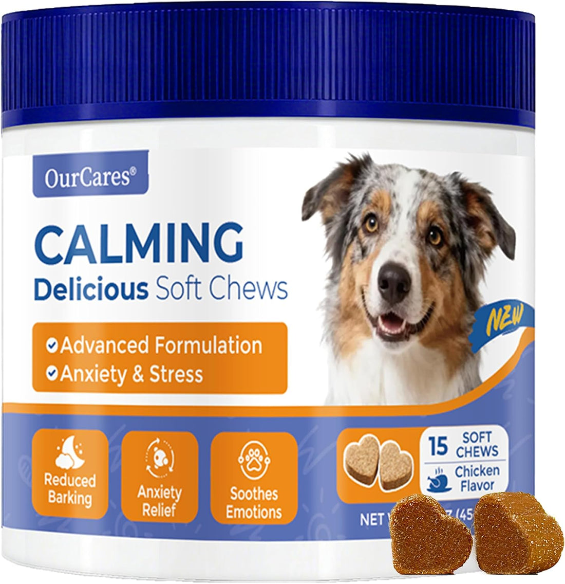 Calming Chews for Dogs Melatonin Anxiety Trial Pack 15 Ct