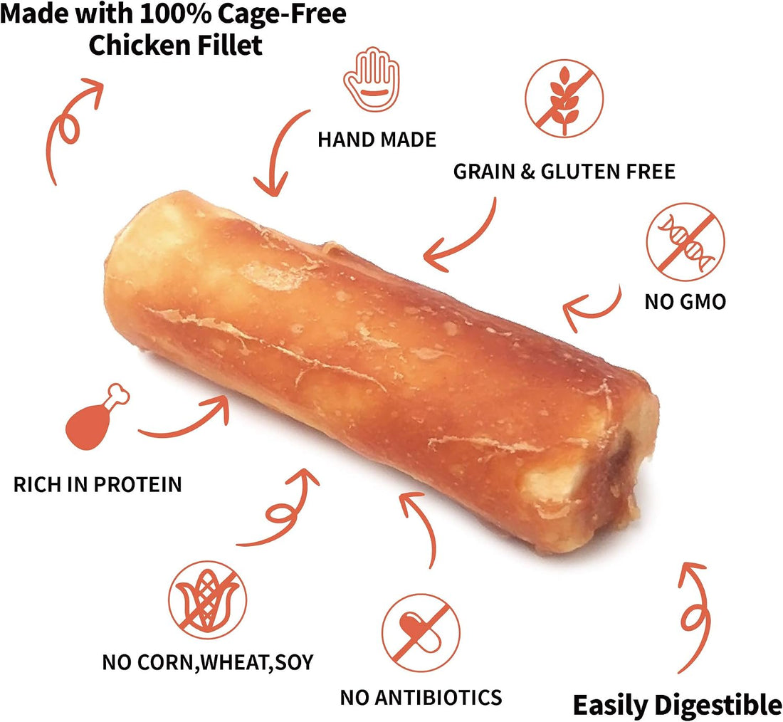 LuvChew Gluten Free Rawhide Free Dog Chew Chicken Rolls Mini 2.5"