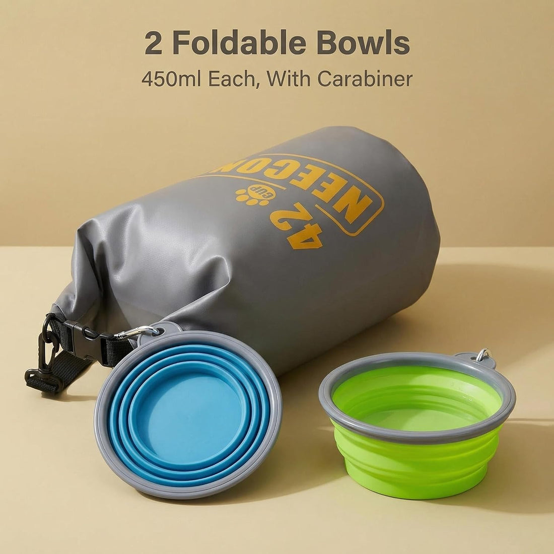 NEECONG Dog Food Travel Bag With Collapsible Travel Bowls