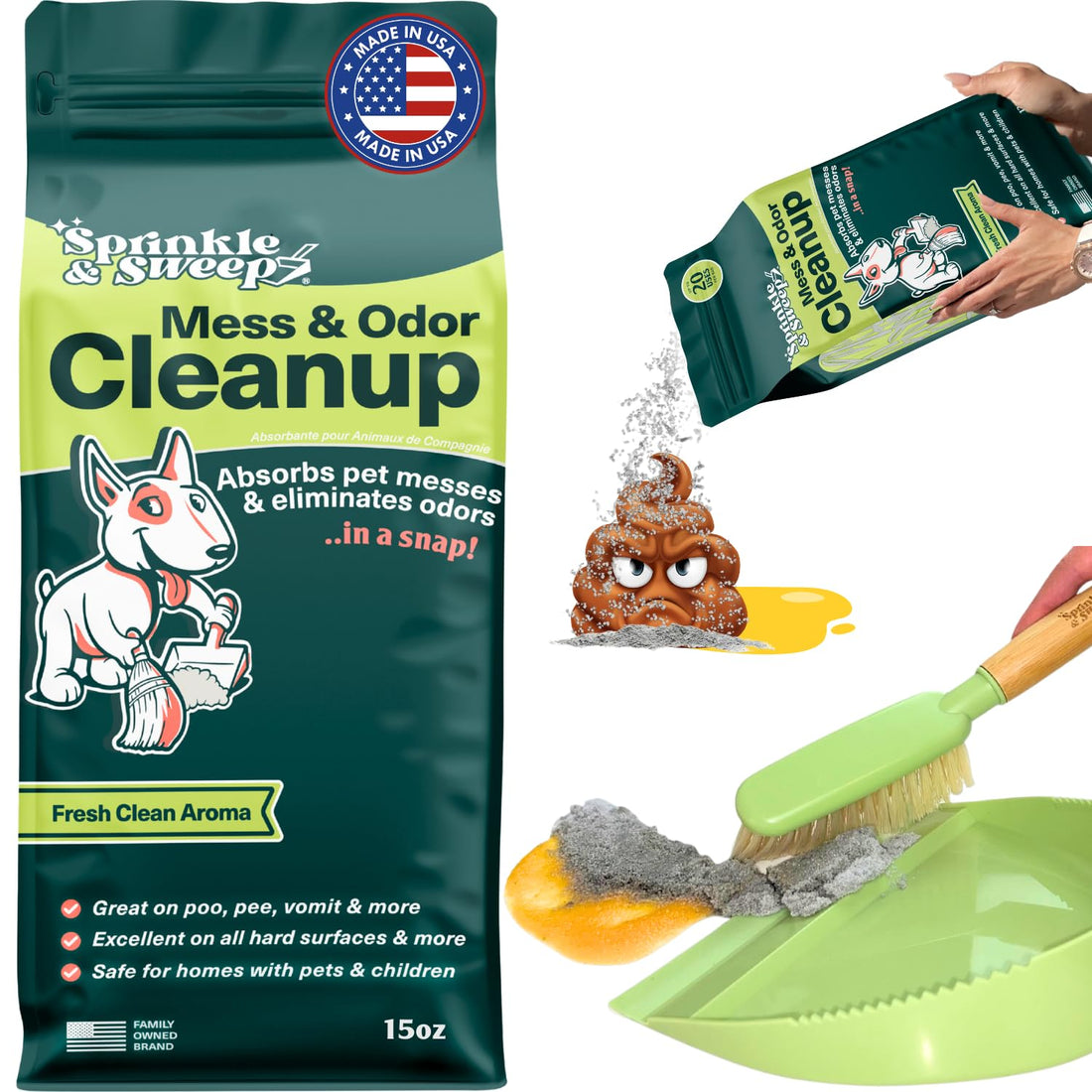 Sprinkle & Sweep: Pet Mess & Odor Cleanup - 15oz Bag