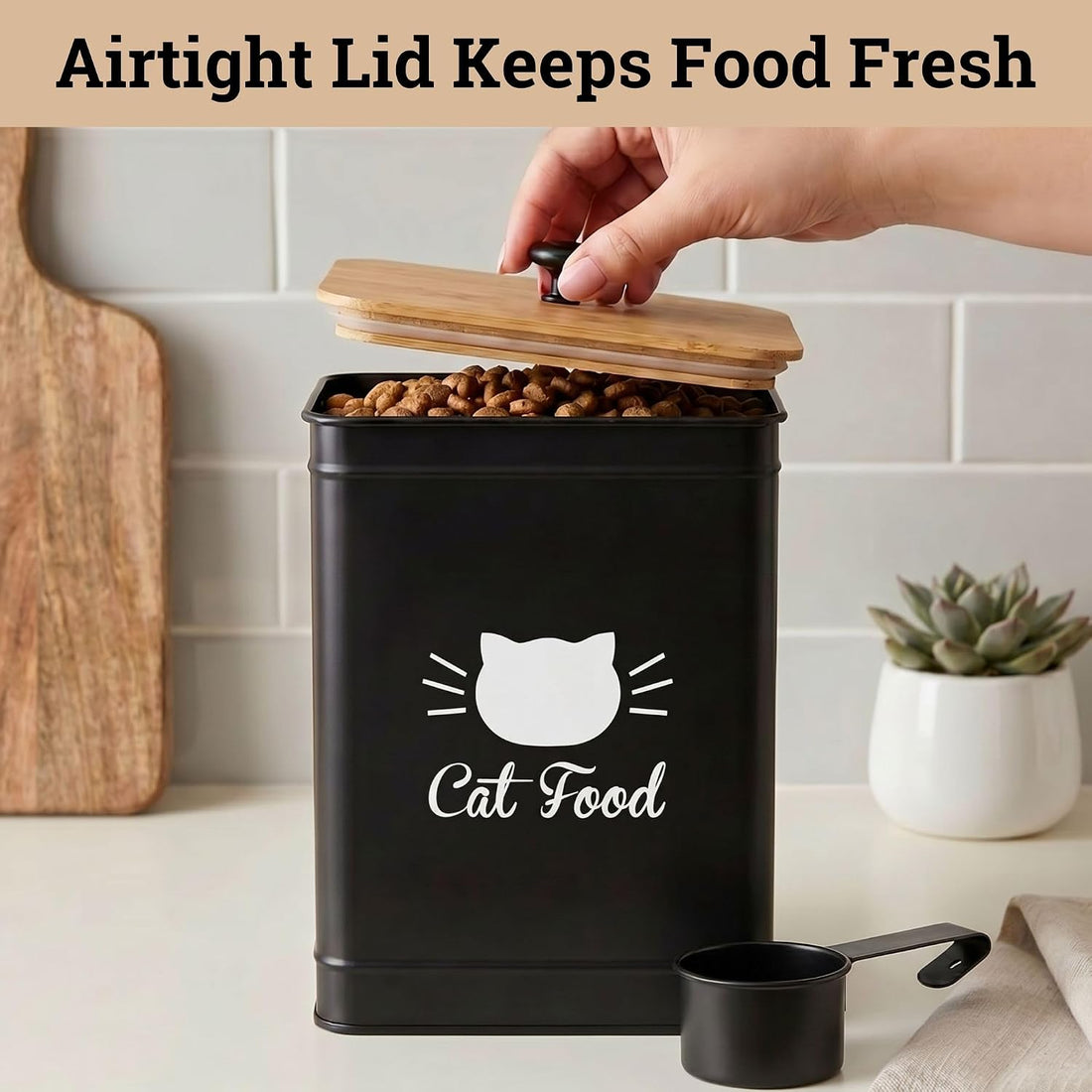 Cat Food Storage Container with Scoop
