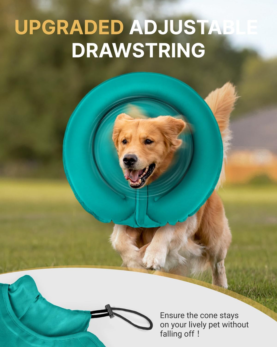 MIDOG Patented Inflatable Dog Cone, Soft Recovery Collar, Blue, S