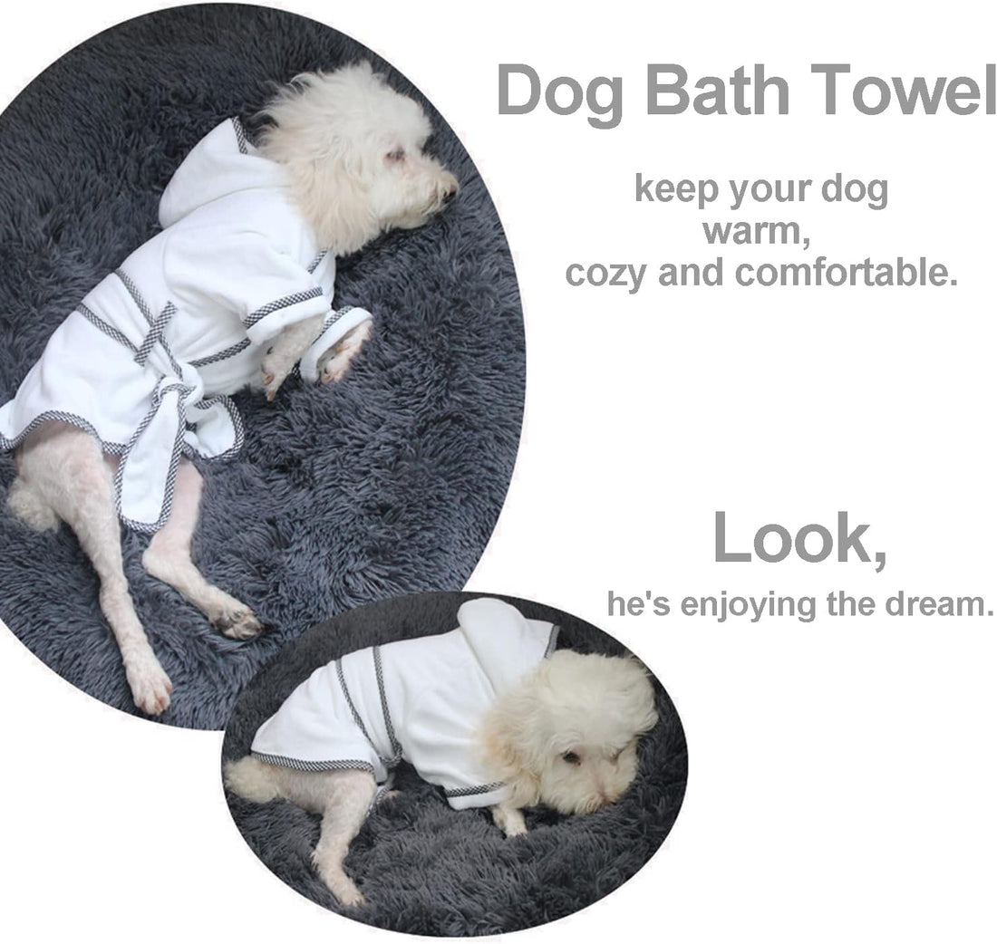 Dog Bathrobe, Microfiber Fast Drying Absorbent Hooded Bath Towel