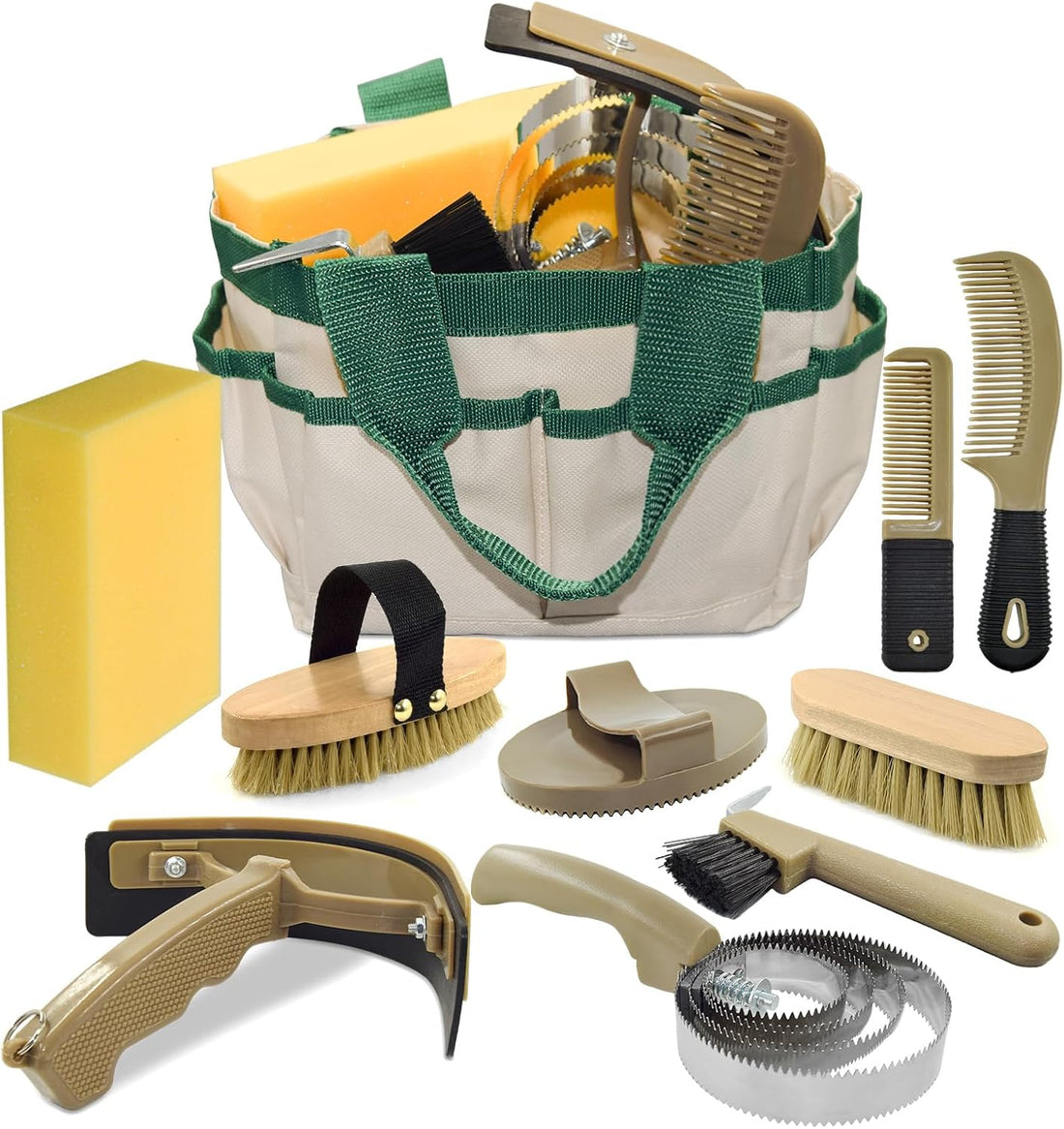 Professional 10 Pieces Horse Grooming Kit with Tote Bag