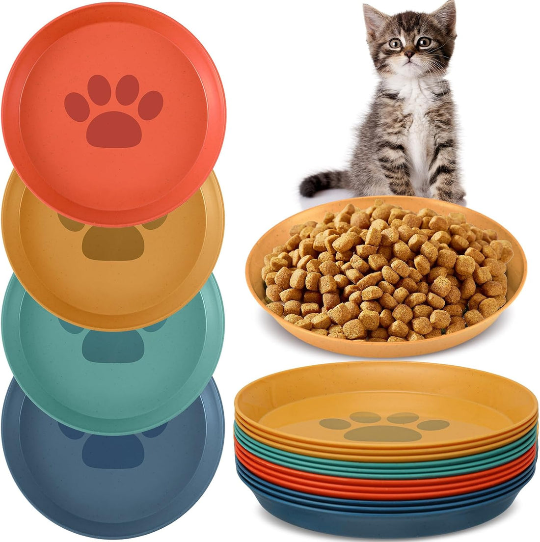 Gerrii 12 Pcs Cat Dish 6 Inch Shallow Wide Cat Bowls