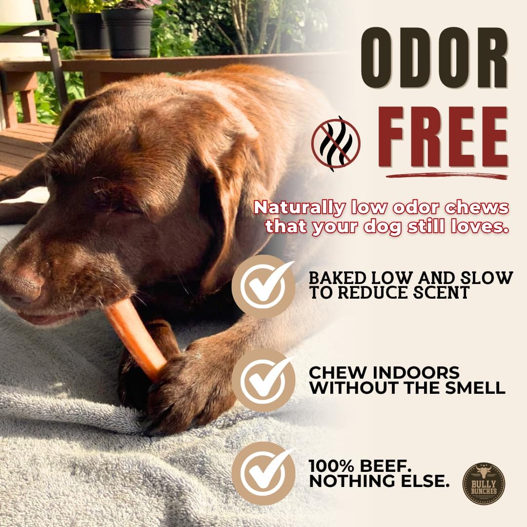Bully Bunches Premium Odor-Free Bully Sticks for Medium & Large Dogs