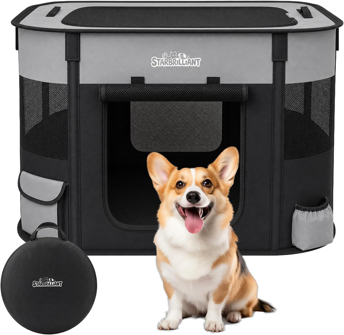 Portable Dog Cat Playpen, Foldable Dog Crate Kennel Tent for Puppy