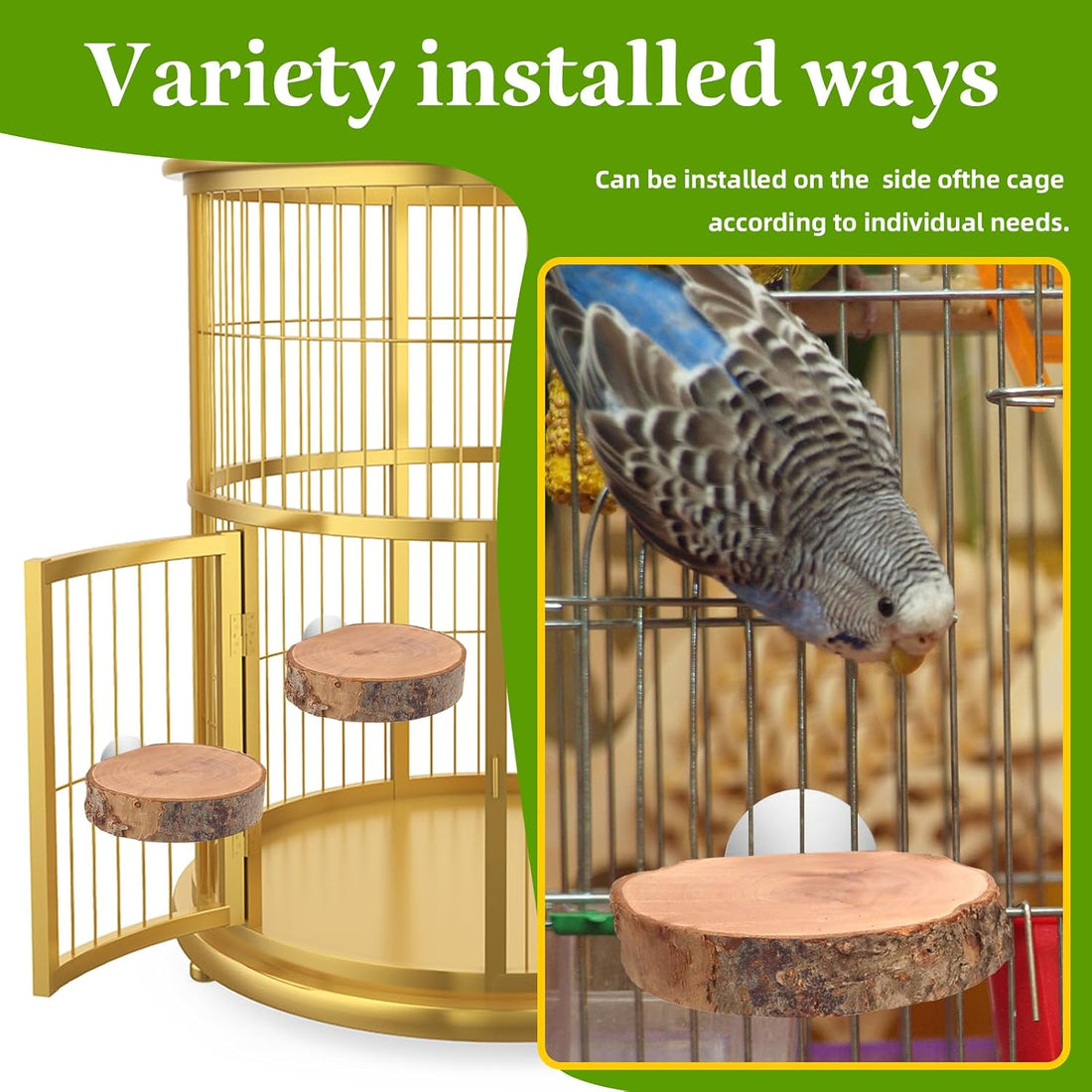 4 Pcs Natural Apple Wood Round Bird Perch Platform for Cage