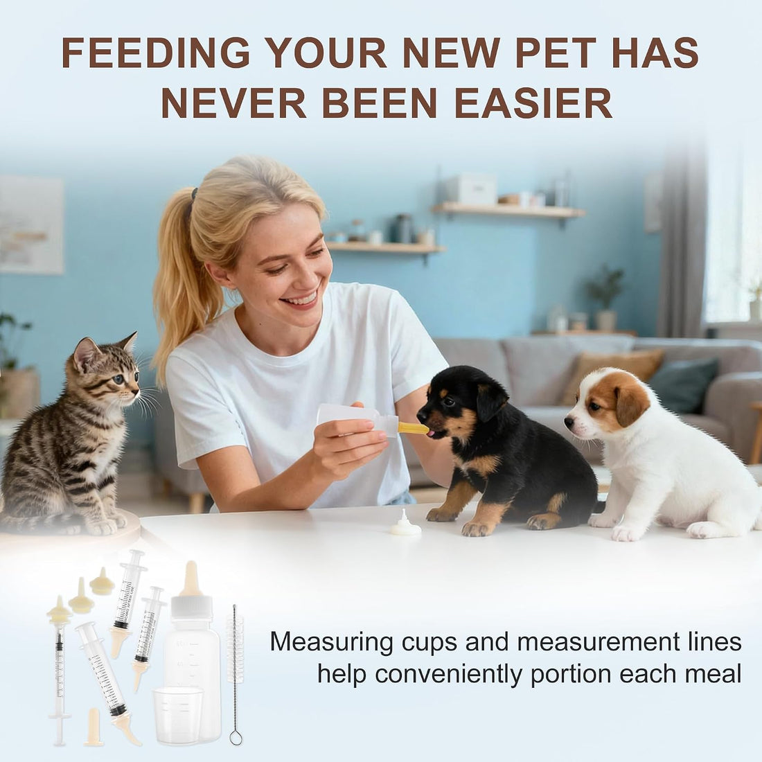 GLIDESMOOTH Kitten Bottle Feeding Kit, Easy-to-Use Kitten Feeding Set