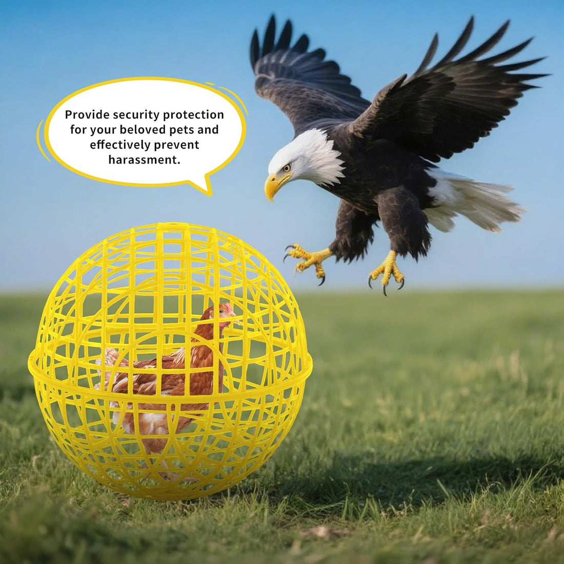AceOrbit 3 Pack 18.9 Inch Yellow Plastic Chicken Ball Cages for Small