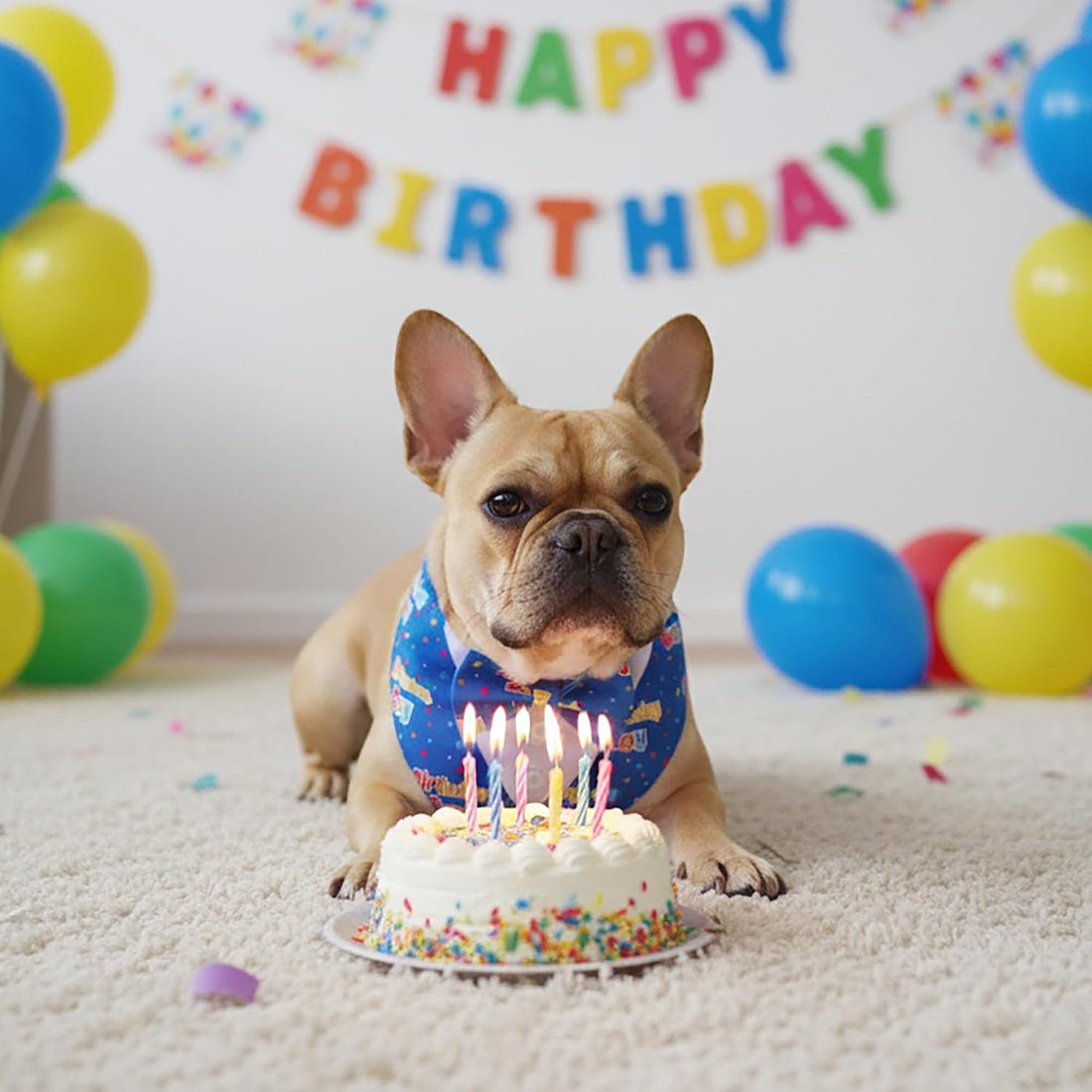 ADOGGYGO Birthday Dog Bandana with Bowtie, Blue Boy Dog Tuxedo