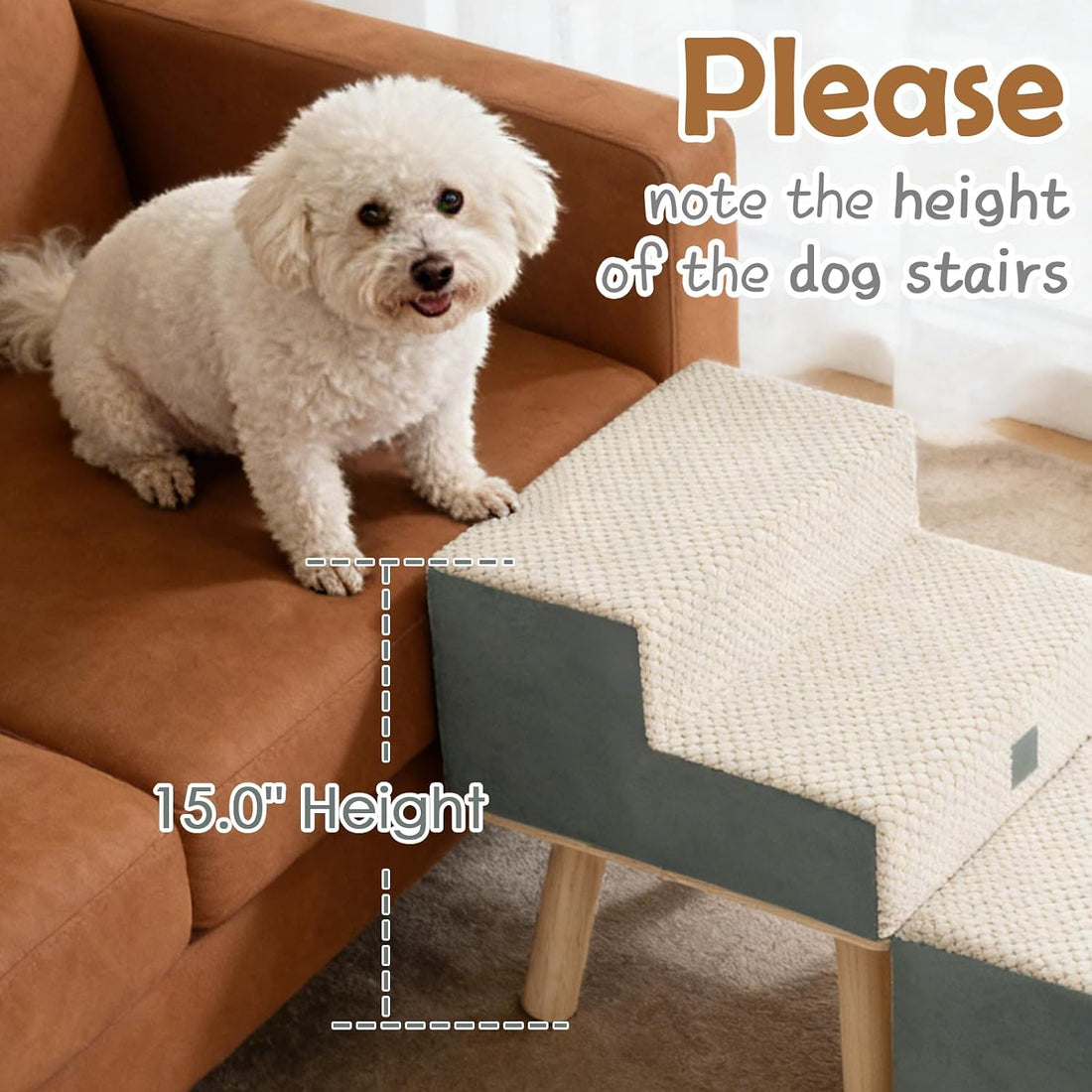 4-Step Ottoman Dog Stairs,2-in-1 Foldable Dog Ramp for Bed