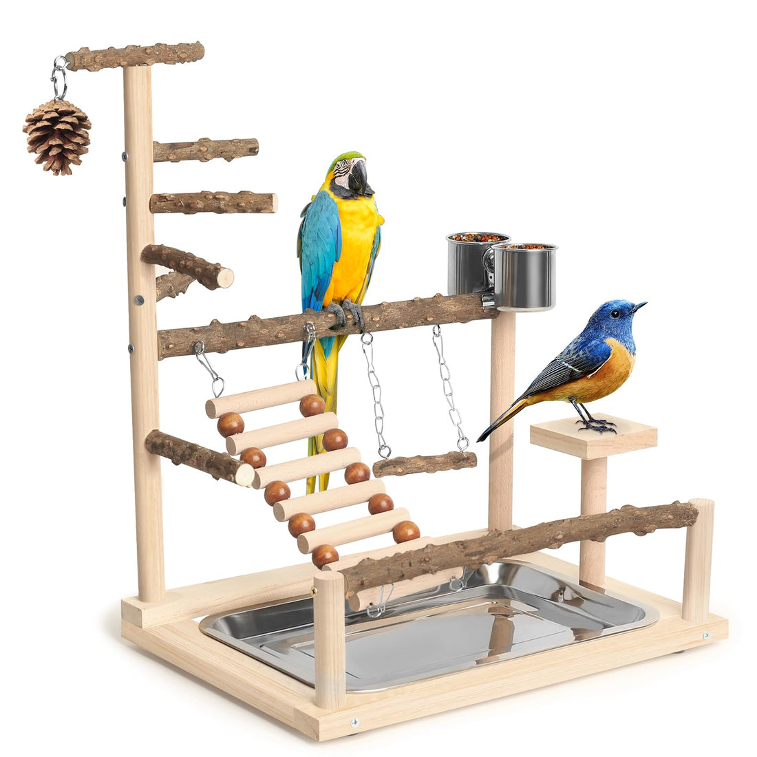 JOINSI Wood Pet Parrot Playground Bird Play Stand Toys Perch