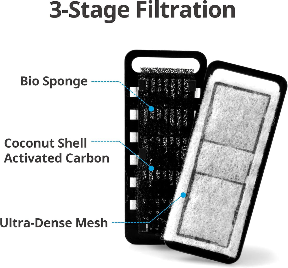 NICREW Slim Aquarium Filter Cartridges, 6 Count with 2 Intake Sponges