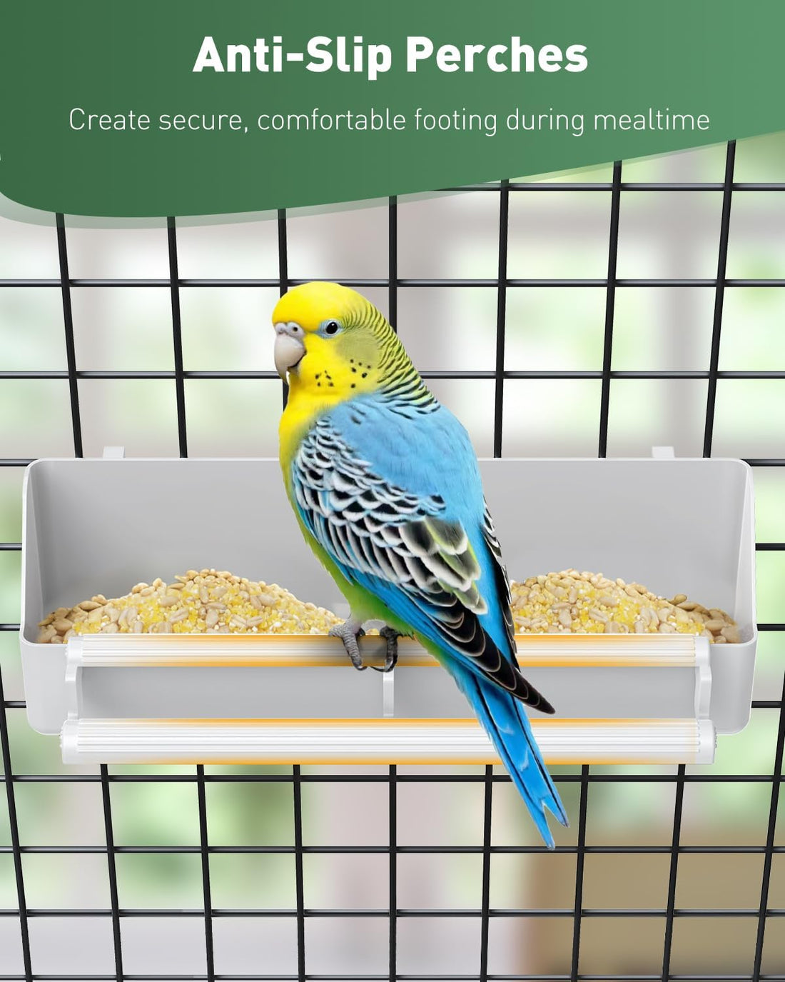 Pawfly 2 Pack Bird Feeder for Cage Hanging Plastic Feeder with Hooks