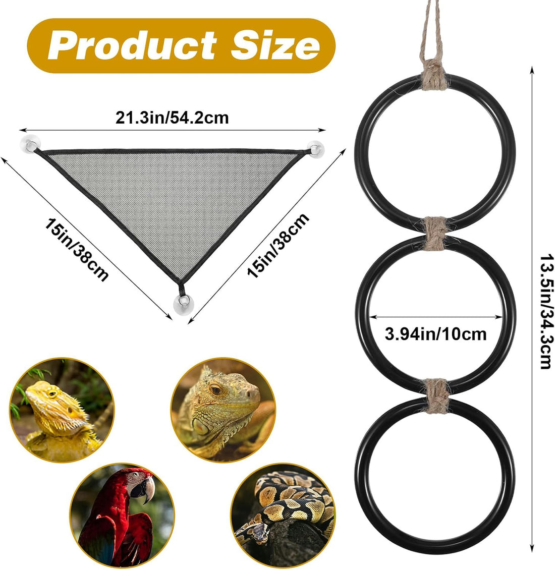 Snake Enclosure Accessories, Reptile Climbing Ring Hammock Set