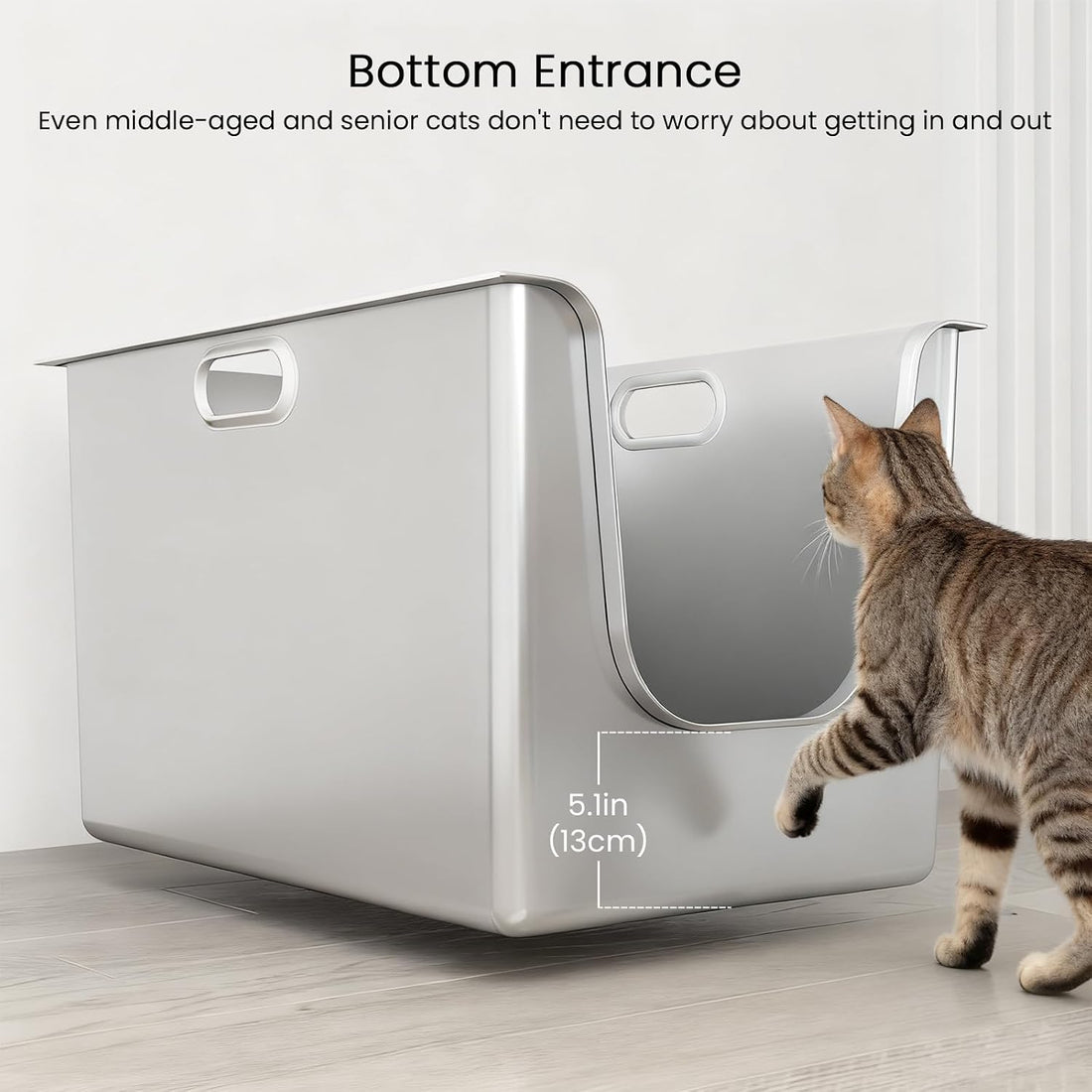 Stainless Steel Litter Box 13.7'' High Sides