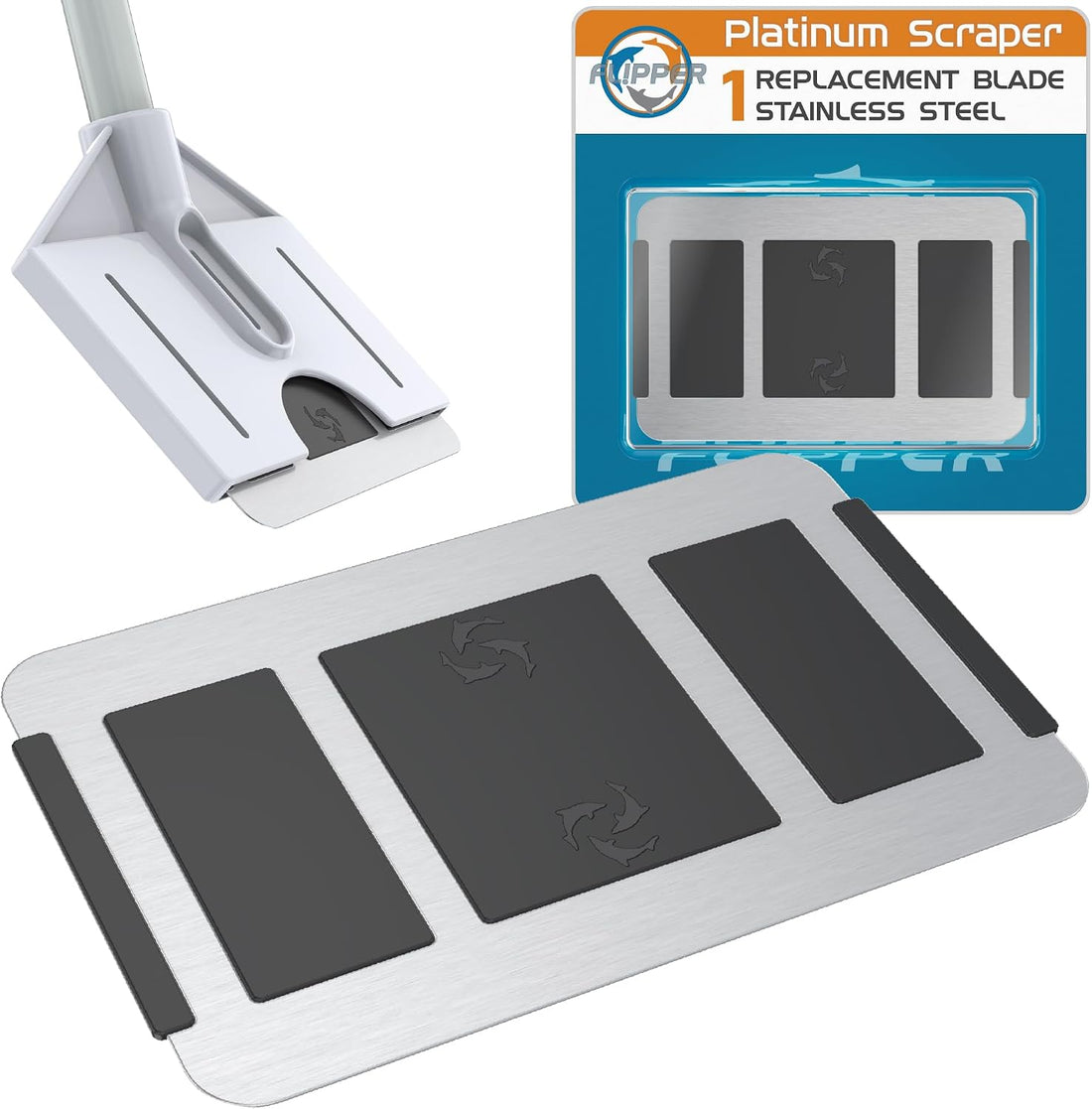 Flipper Platinum Algae Scraper Replacement Blades, Stainless Steel