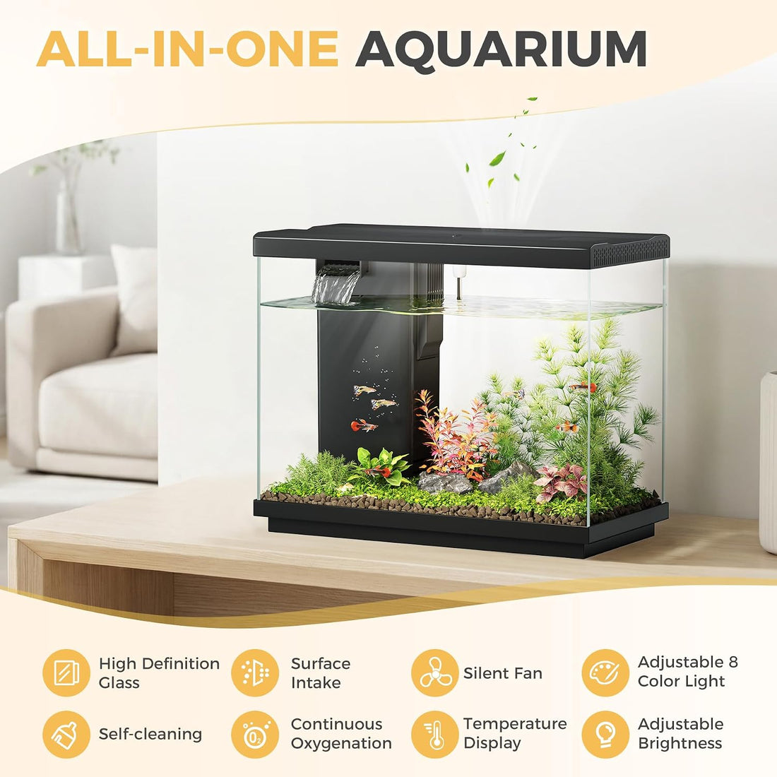 2.2 Gallon Small Fish Tank, Betta Fish Aquariums