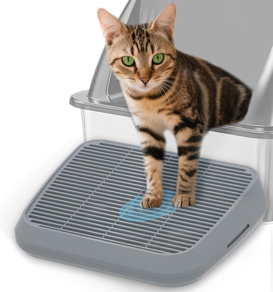 Elevated Litter Box Ramp/Steps for Kittens & Old Cats,Washable Litter