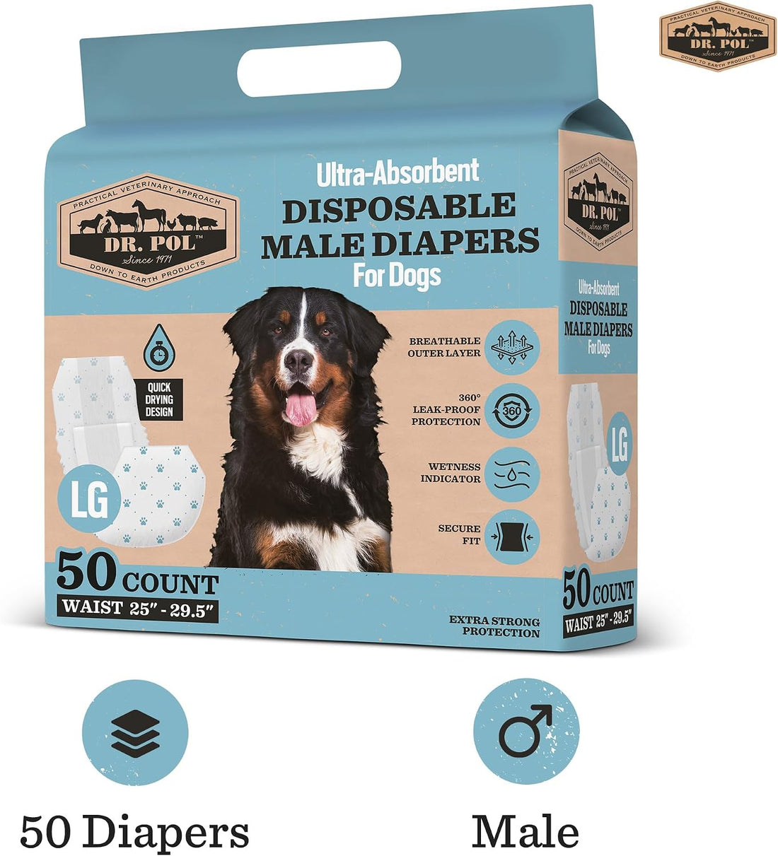 Dr. Pol Male Dog Diapers – Super Absorbent, Breathable