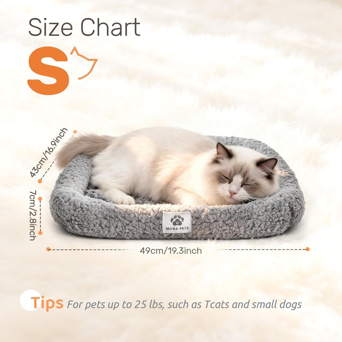 Mora Pets Self Warming Cat Bed Self Heating Pet Pad with Bolster