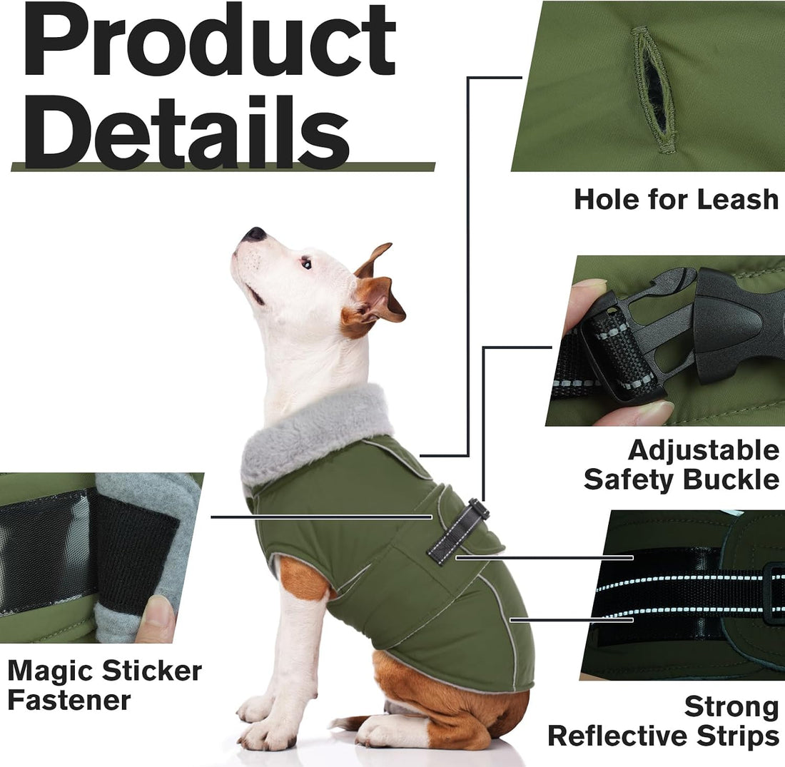 Lelepet Warm Dog Coat Waterproof Dog Jacket for Large Dogs Reflective