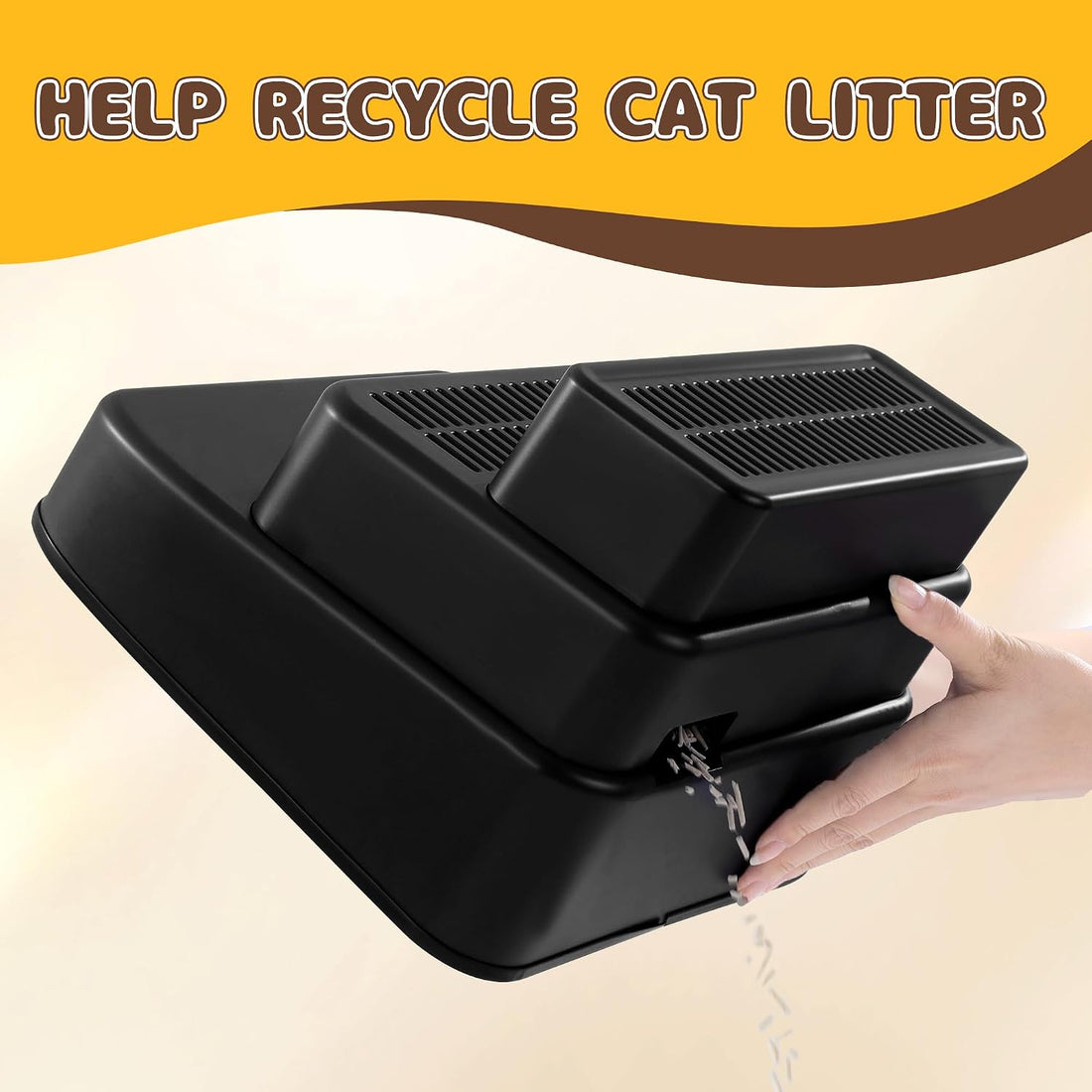 BALAPET Adjustable 3 Steps Litter Box Ramp with Filter Function