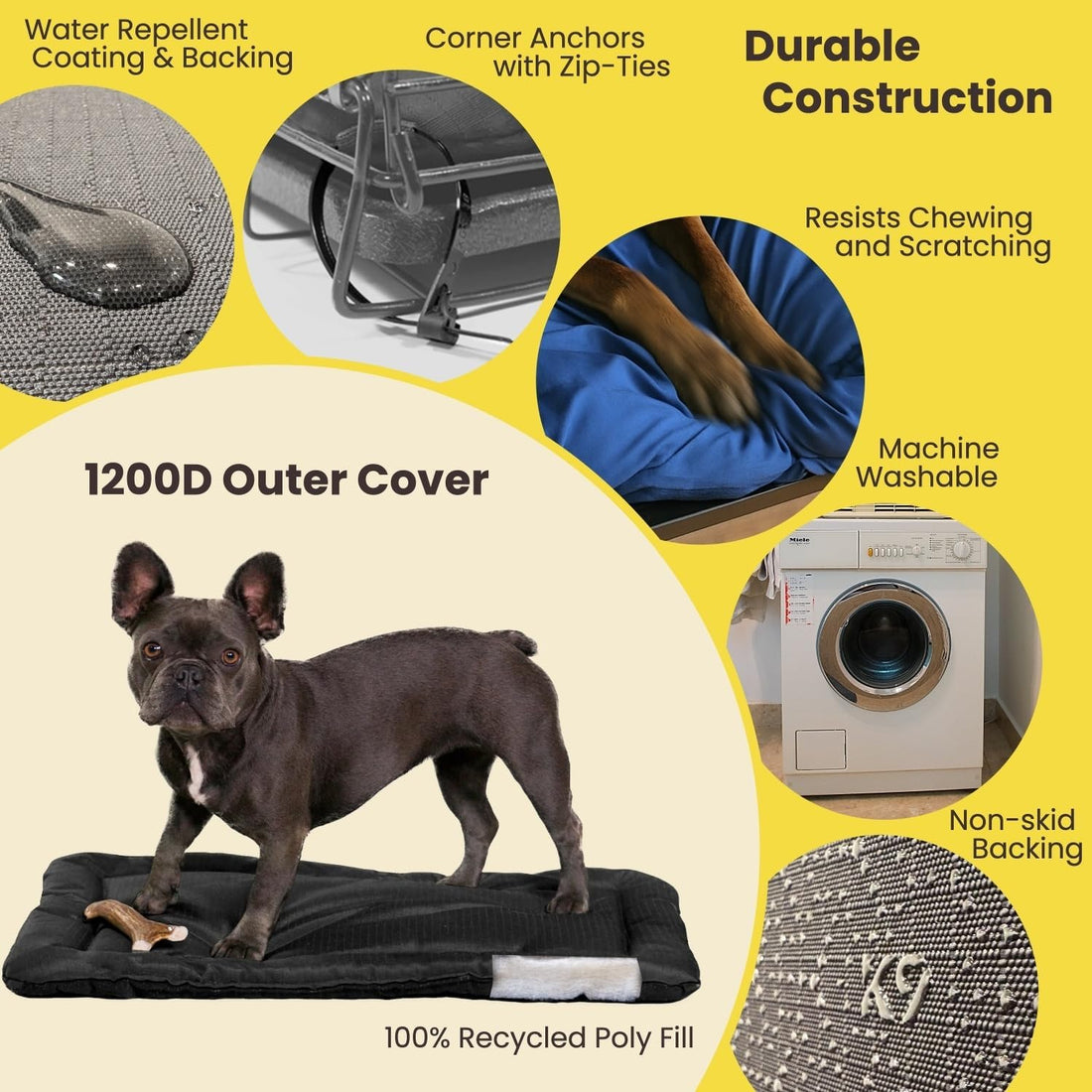K9 Ballistics Tough Ripstop Dog Crate Pad, 41 x 27, Sage Green