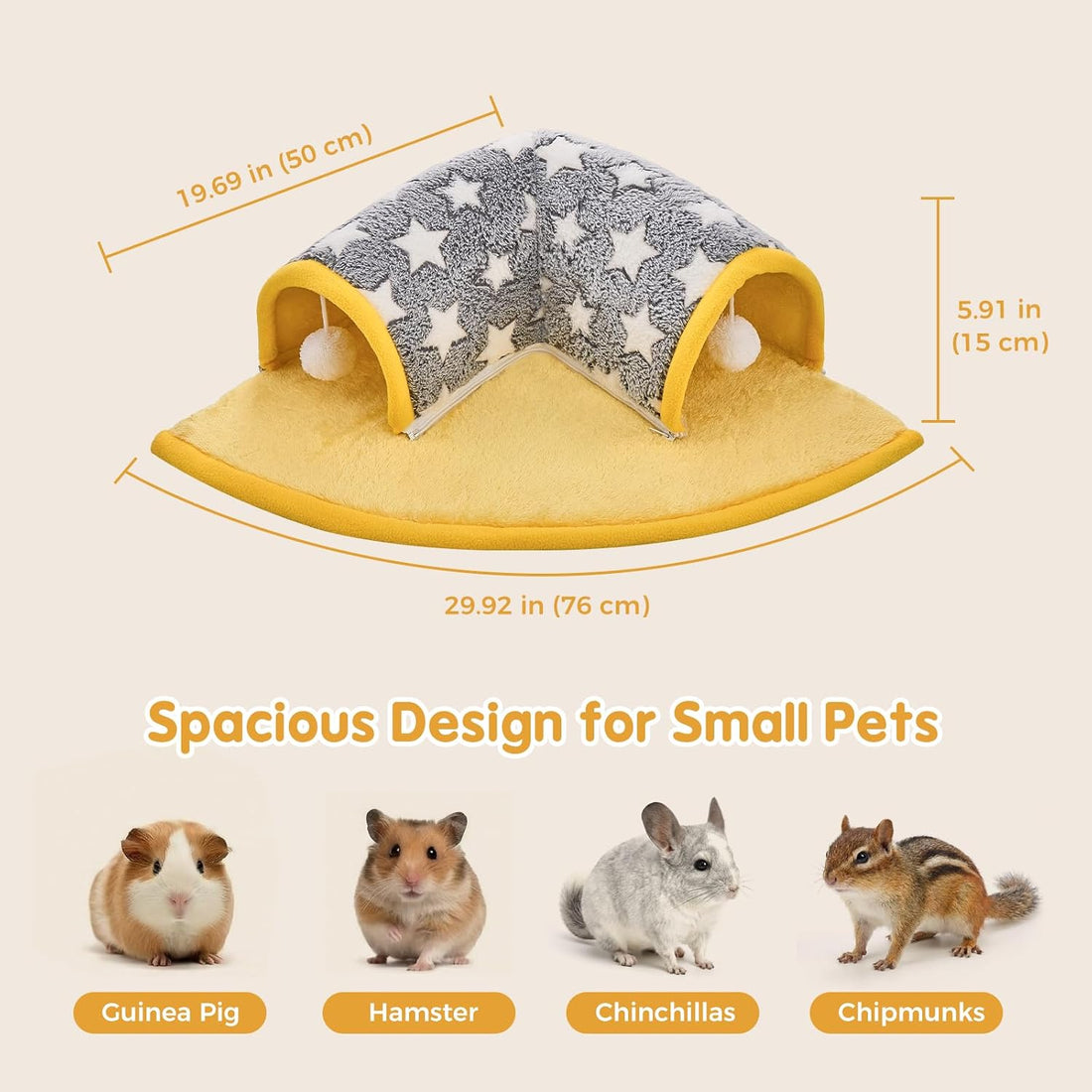 Avont Guinea Pig Tunnel Bed, Washable Hideout for Small Pets