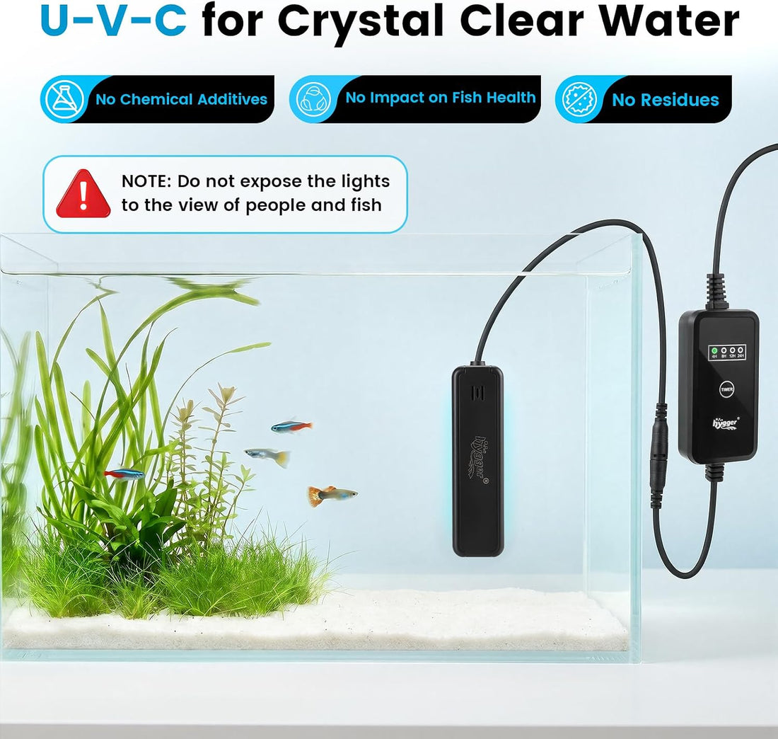 hygger 3W Aquarium U-V Light with Timer for 2-15 Gallon Fish