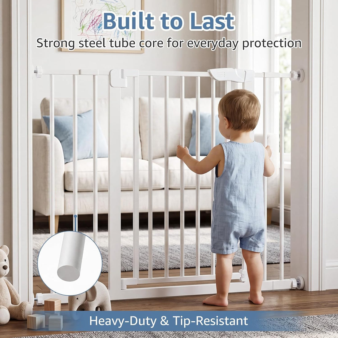 DUMOS 30-40.5" Baby Gate for Stairs & Doorways, Auto Close