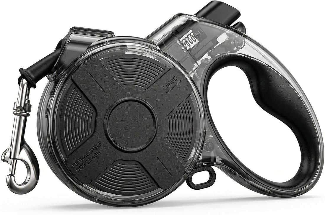 16 ft Retractable Dog Leash, Transparent Design, Up to 110 lbs