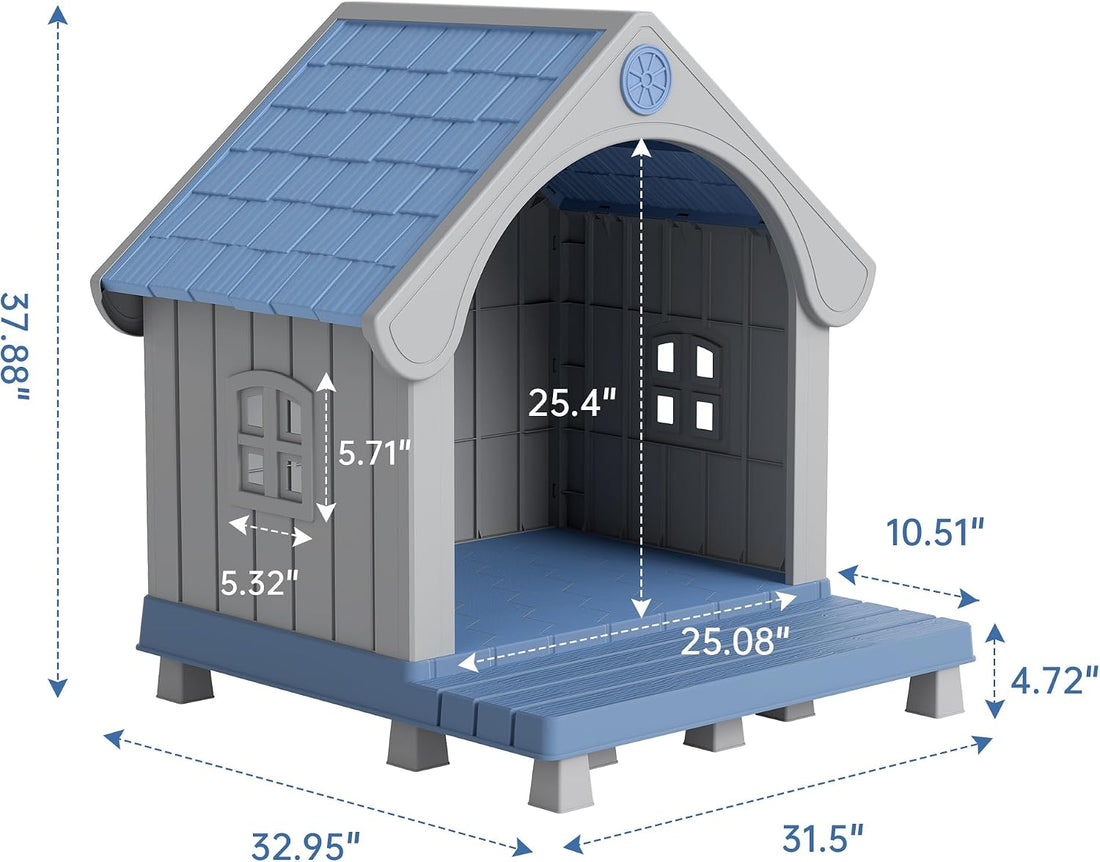 Dog House Outdoor, Plastic Small Dog House-Weatherproof Design