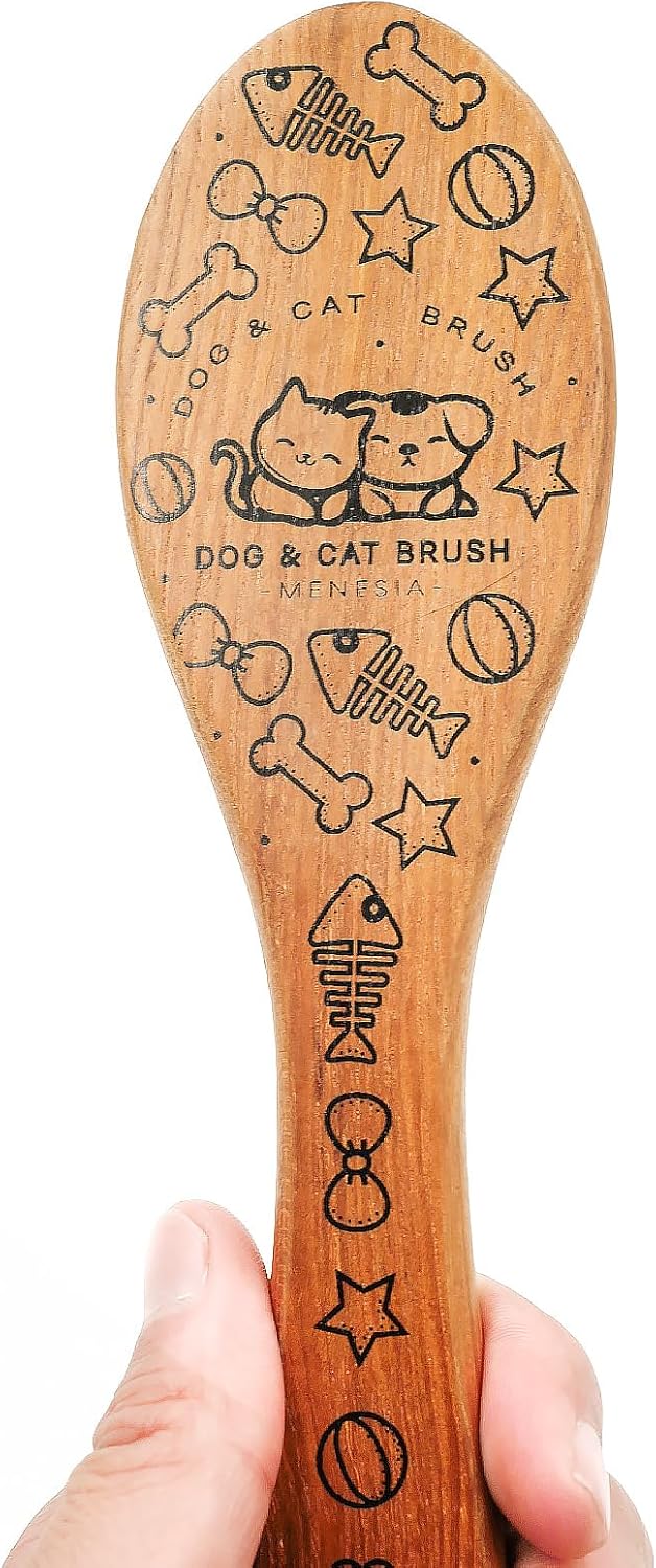 Menesia Pet Soft Brush with Wood Handle and Boar Bristle Hair
